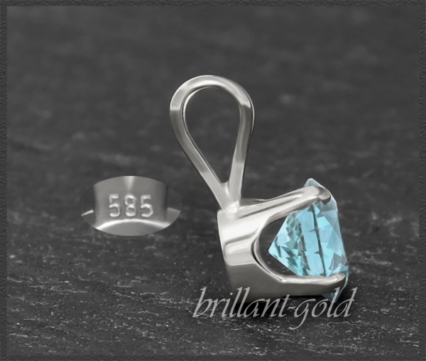 Anhänger 585 Gold Topas hellblau, 4,5,6,7mm